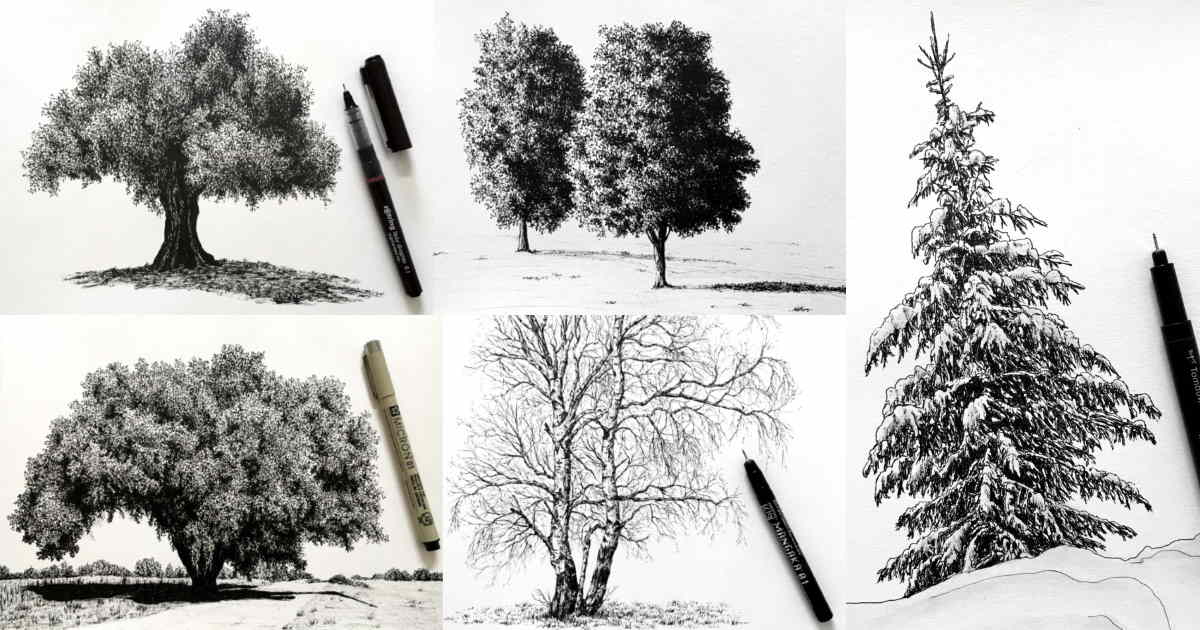 Tree Drawing by Cristina Stefan | Saatchi Art
