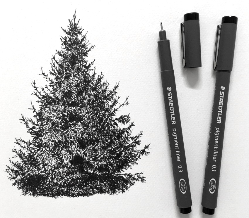 realistic christmas drawings