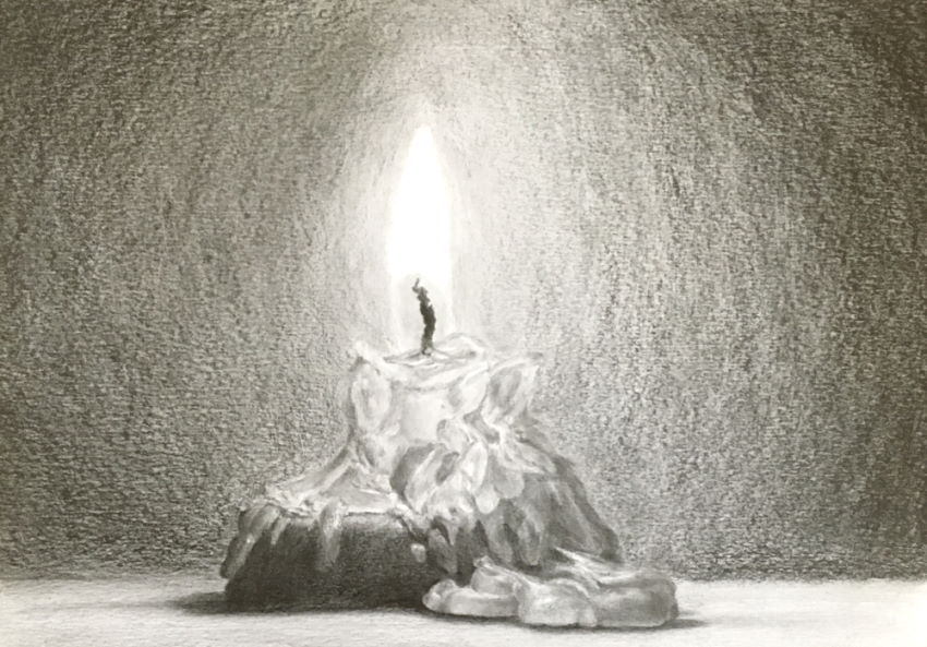 Realistic drawing of a candle