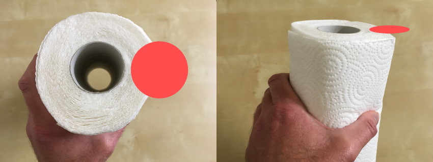 Paper towel cylinder shape foreshortened