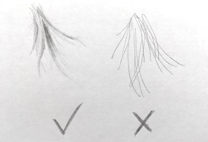How to draw a cluster of hair