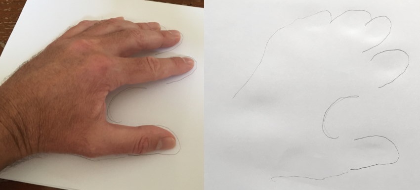 How to mark the hand on the paper
