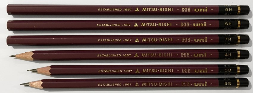 Mitsu-Bishi Hi-Uni drawing pencils