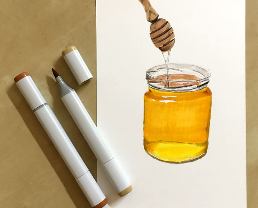 A drawing of honey with markers