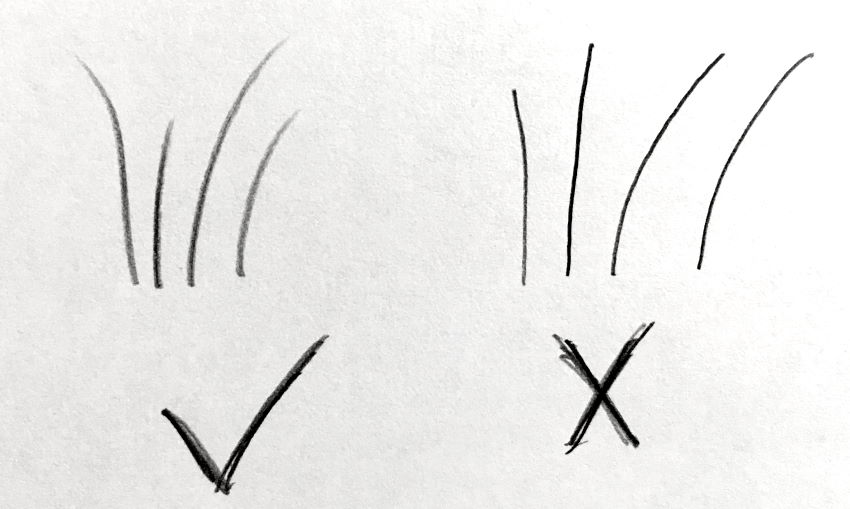 Correct way to draw a single hair strand