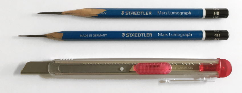 Sharpening pencils with NT cutter utility knife
