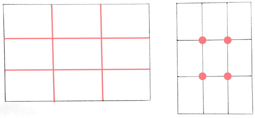 Grids for rule of thirds composition drawing