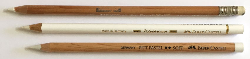 White drawing pencils