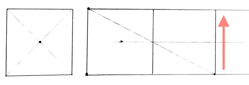 Drawing the height line to form a duplicated rectangle