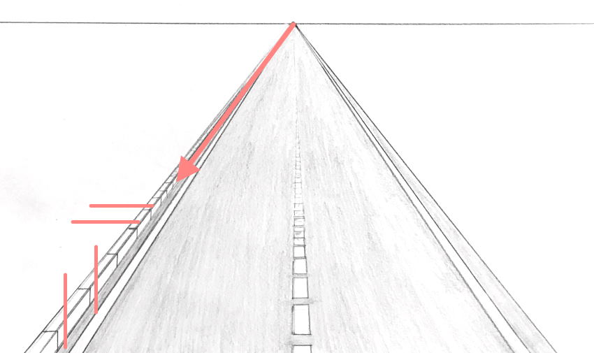 one point perspective bridge drawing