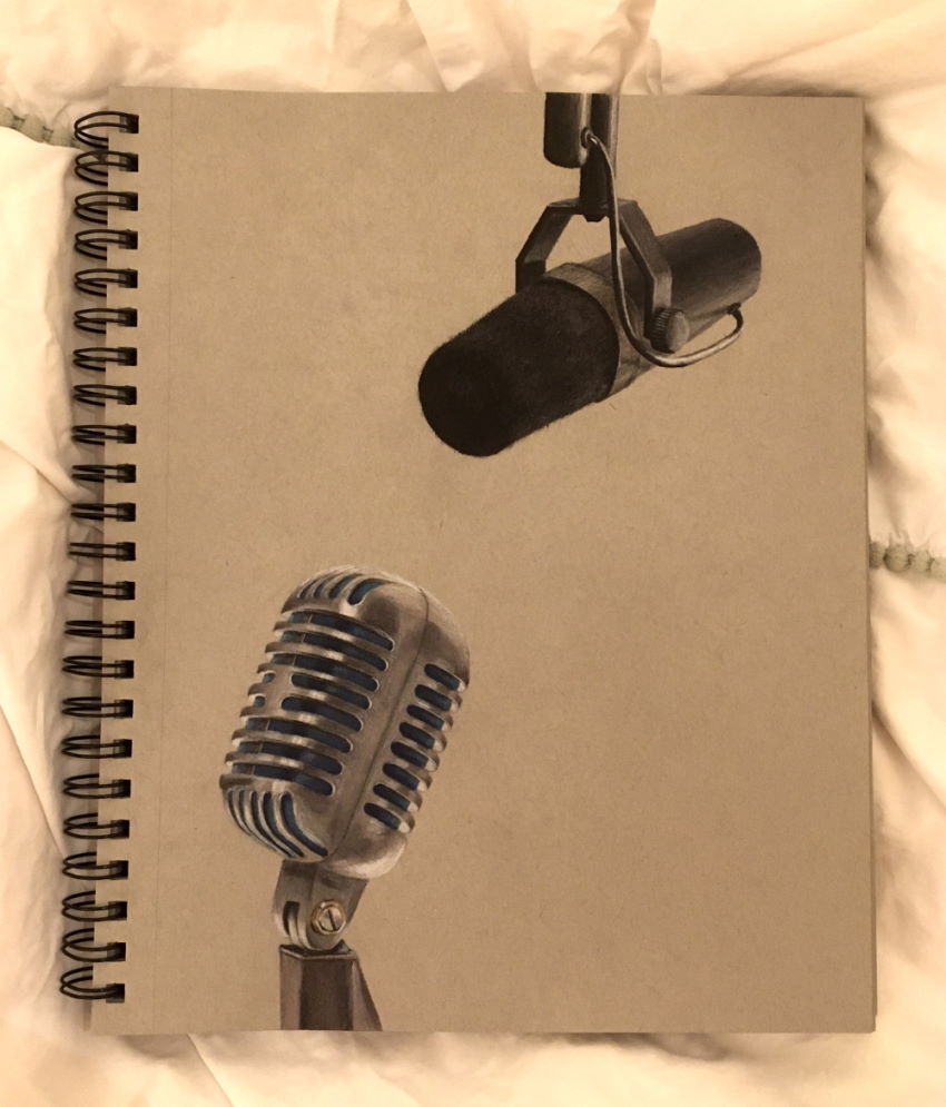 Realistic drawing of microphones with markers