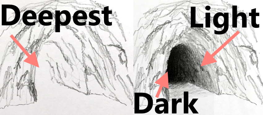 How to draw cave entrance