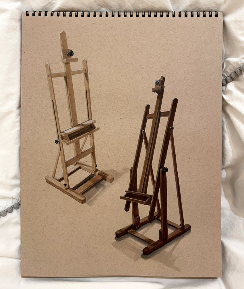 Realistic drawing of two easels